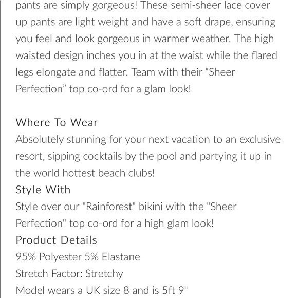 NWT Club L London black semi-sheer lace cover up pants - Picture 4 of 7